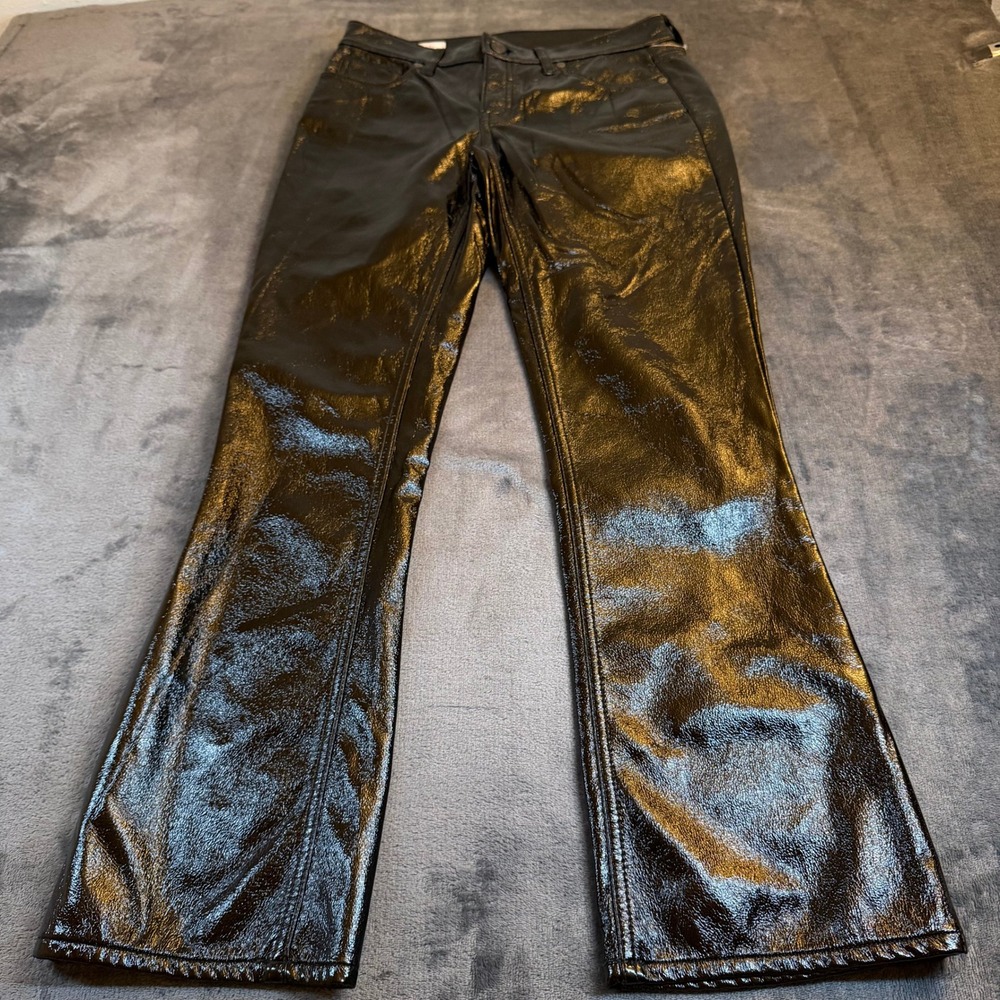 GAP Black Patent Baby Bootcut Pants Mid Rise Womens size 4P 30x29"